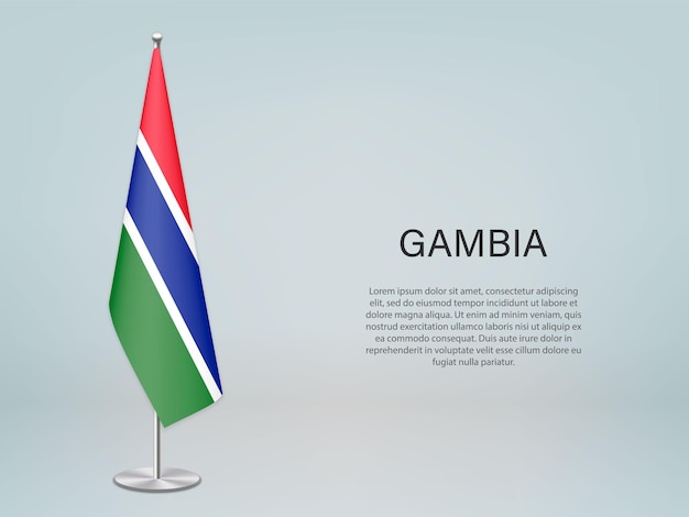 Gambia hängende flagge am stand vorlage für konferenzbanner