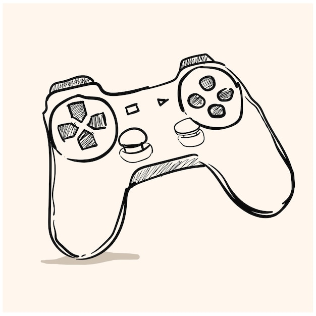 Game-controller-doodle eine handgezeichnete vektor-doodle-illustration eines videospiel-controllers