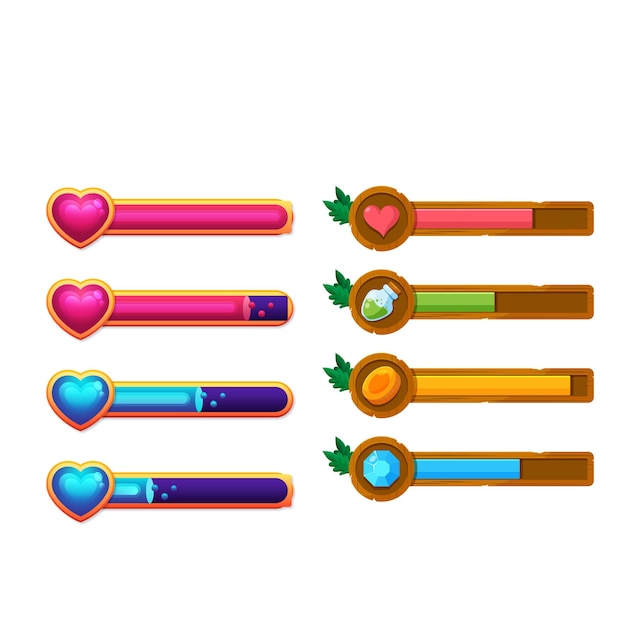Game Health Bar UI Asset für Videospiele Energie Indikator für mobile Web und Desktop Trank und er