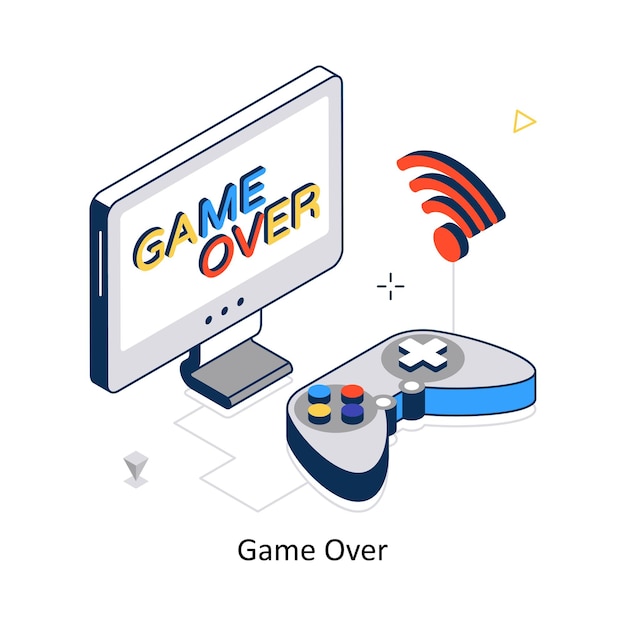 Game Over-Konzept-Vektor-Isometrie-Stil-Stock-Illustration in der EPS-Datei