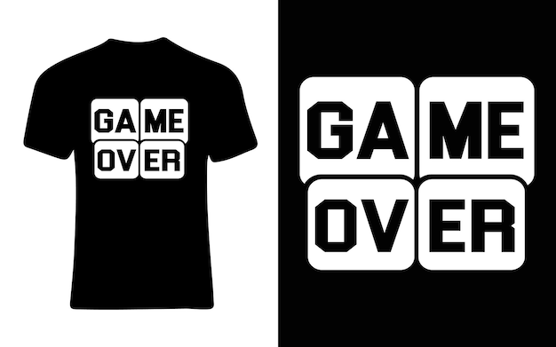 Game over t-shirt design schwarz-weiß-tshite