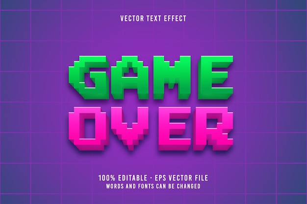 Vektor game over text editierbarer schrifteffekt