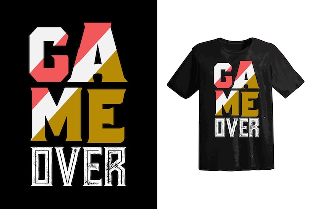 Game over typografie t-shirt design zum ausdrucken