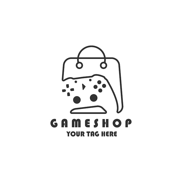 Game shop logo strichzeichnungen vektor-illustration template-design