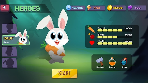 Game Ui Kit Menüs Popup-Bildschirme und Spielelemente Hintergrundbonus