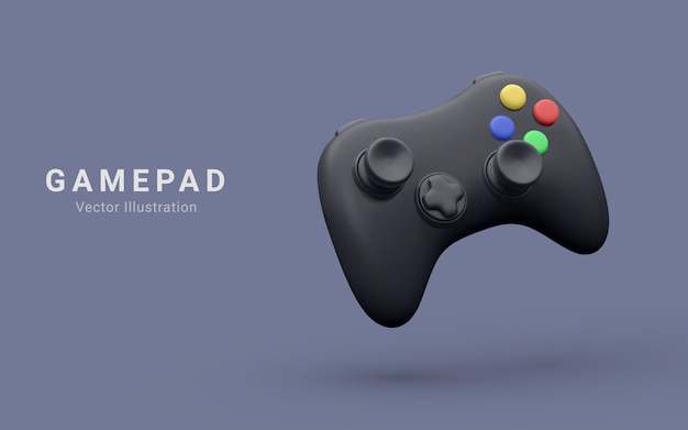 Gamecontroller im vektor schwarze joystick-vektorillustration gamepad für spielekonsole 3d-rendering