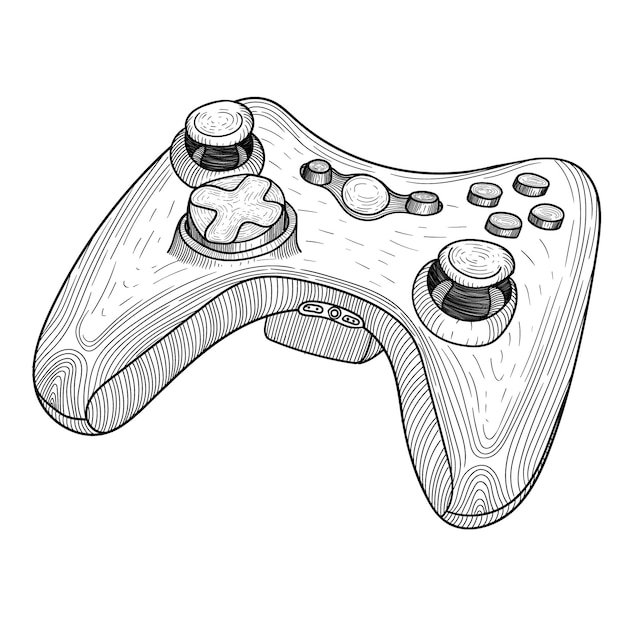 Gamepad für Spielkonsole Objekt isoliert auf beige Hintergrund Einfache Linienskizze
