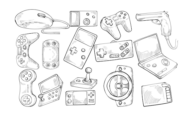 Gamepad handgezeichnete Sammlung
