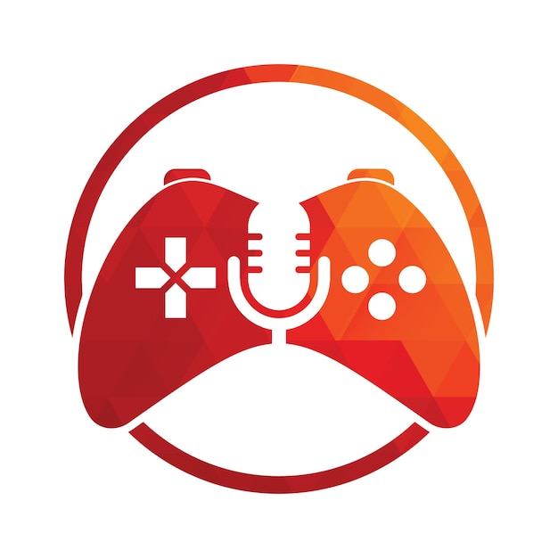 Gamepad- und podcast-logo-designvorlage