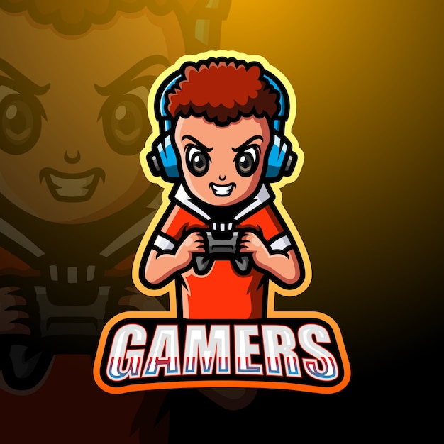 Gamer boy maskottchen esport illustration