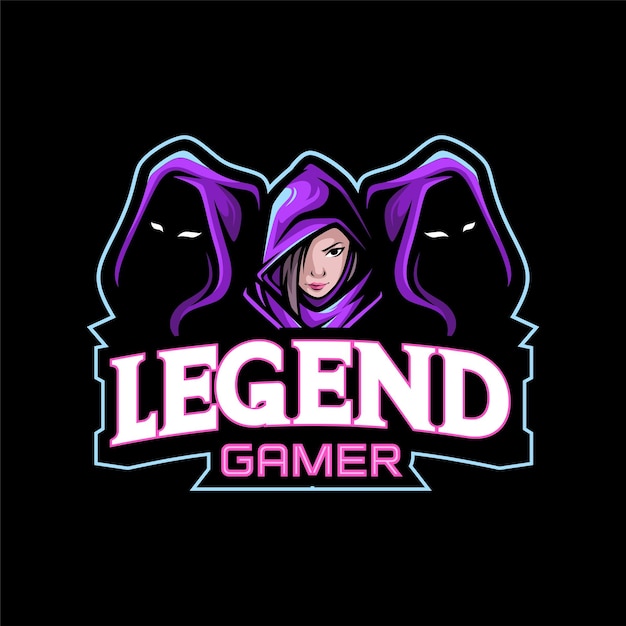 Gamer girl maskottchen logo esports