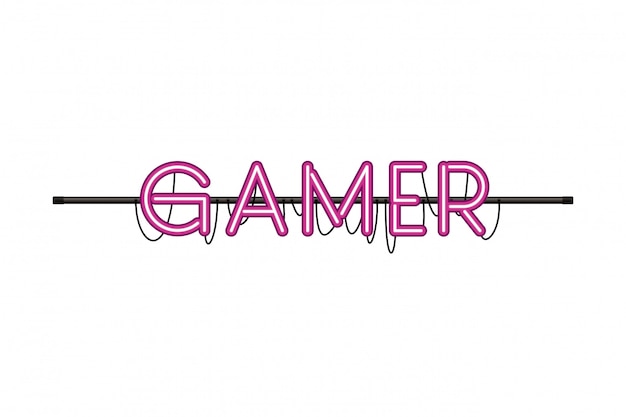 Gamer-label in neonlicht-symbol