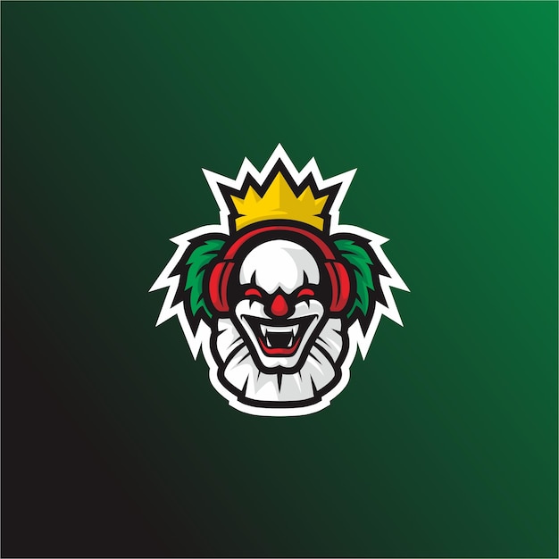 Gamer-logo-maskottchen-clown-design-vektorillustration