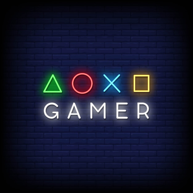 Gamer neon signs style text