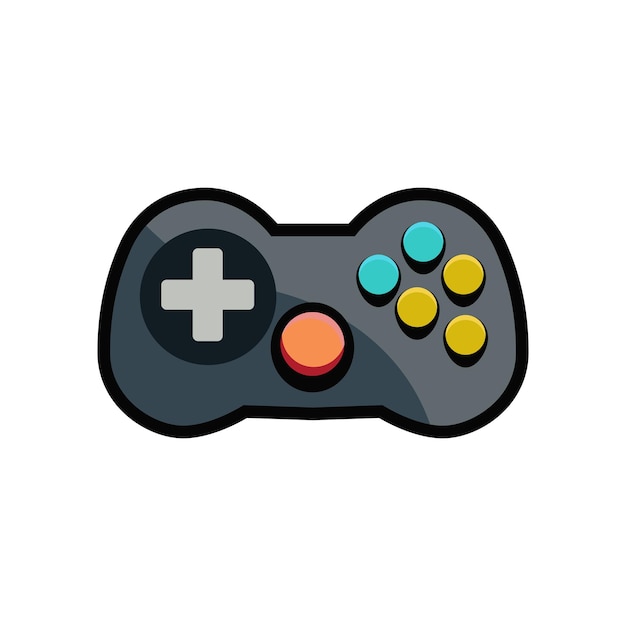 Gamer- oder Joystick-Controller für Spielkonsole oder PC drahtloser schwarzer isolierter detaillierter Vektor EPS 10