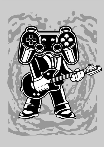 Gamer rockstar zeichentrickfigur