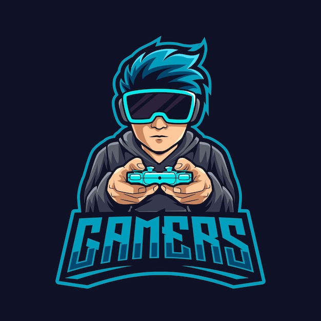 Gamer-spieler-logo-maskottchen-vektorillustration