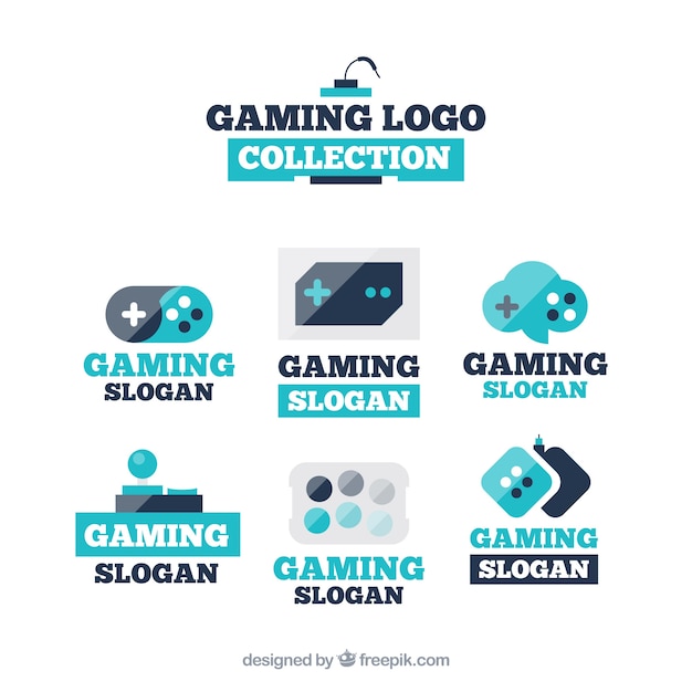 Gaming-Logo-Sammlung mit flachem Design