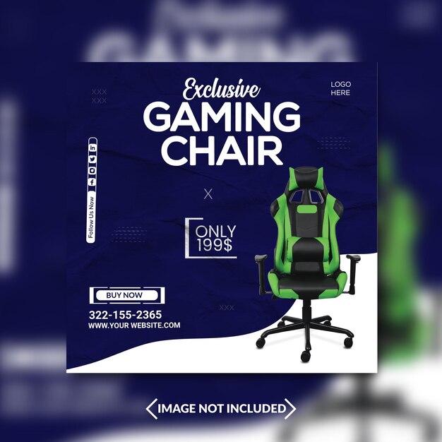 Gaming-Stuhlverkauf und Social-Media-Banner-Instagram-Post-Vorlage