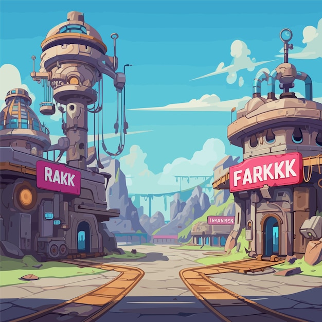Gaming-Vektor-Hintergrund-Landschaft-Videospiel-Fantasie-Gedächtnis-Berg-Poster-Controller