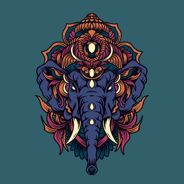 Ganesh heah illustration mit verzierung