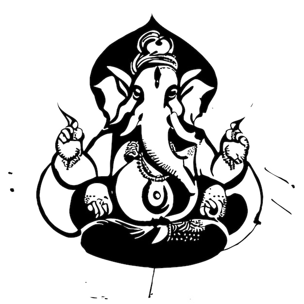 Ganesh jayanti lord ganesha handgezeichnete cartoon-aufkleber-symbol-konzept isolierte illustration