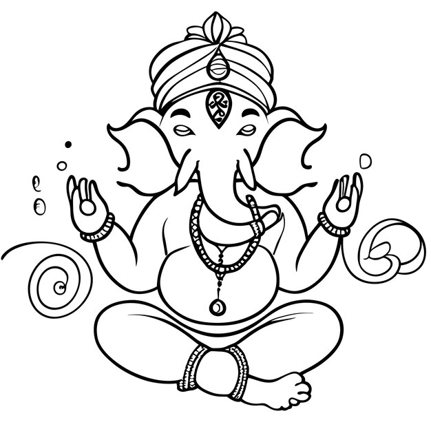 Vektor ganesh jayanti lord ganesha handgezeichnete cartoon-aufkleber-symbol-konzept isolierte illustration