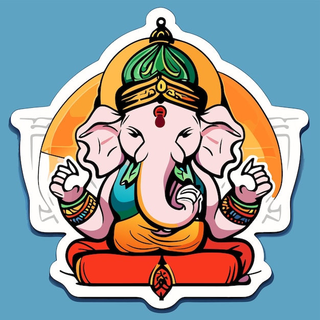 Ganesh jayanti lord ganesha handgezeichnete cartoon-aufkleber-symbol-konzept isolierte illustration
