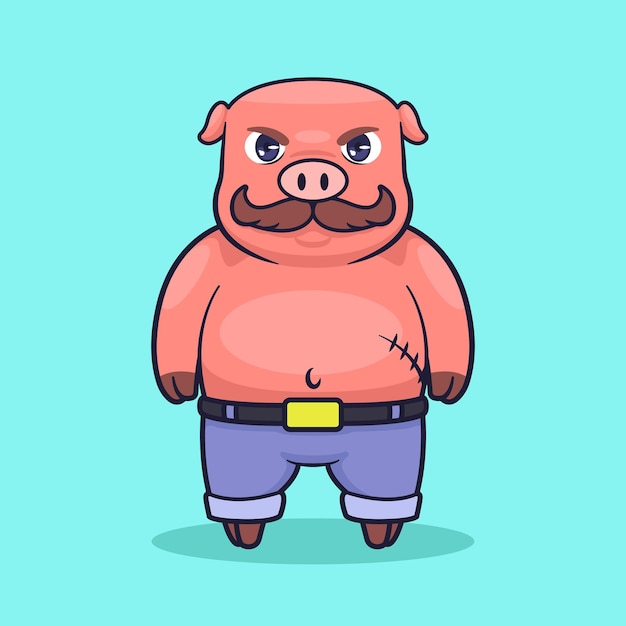 Gangsterschwein-cartoon-vektor-illustration