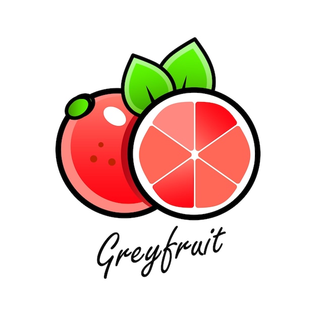 Ganze und geschnittene grapefruit vektor im cartoon-stil isoliert