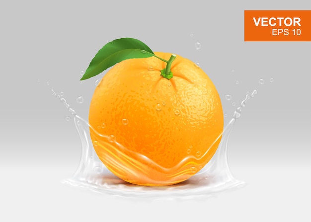 Ganzes gelbes orange mit realistischem 3d-designelement des wasserspritzers.