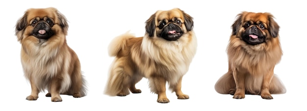 Vektor ganzkörper-vektorset für pekingese-hundganzkörper-vektorset für pekingese-hund