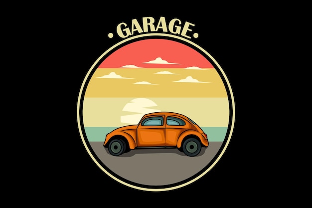 Garage auto retro-design-landschaft