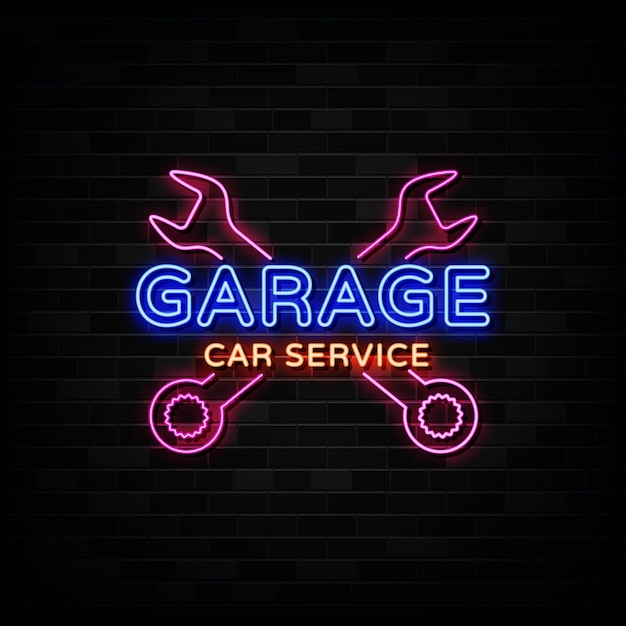 Vektor garage car service leuchtreklamen