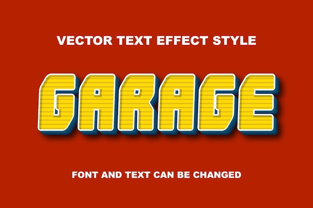 Garage vintage retro 3d bearbeitbare texteffekt-schriftstilvorlage