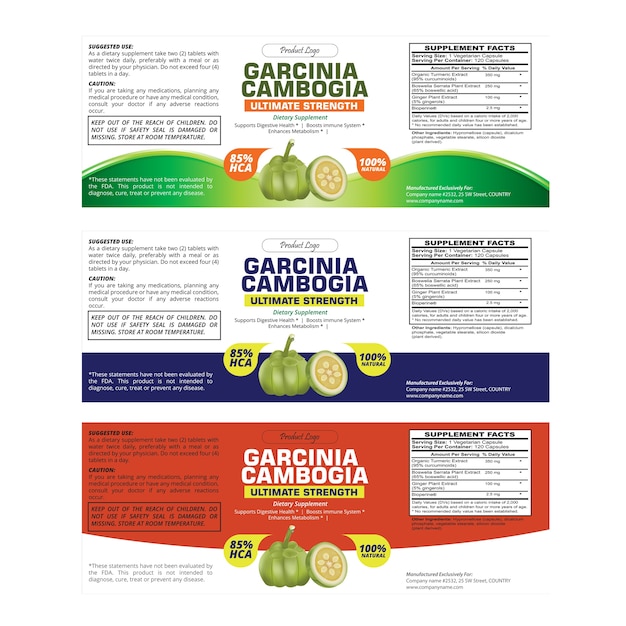Garcinia Cambogia Etikettenvorlage
