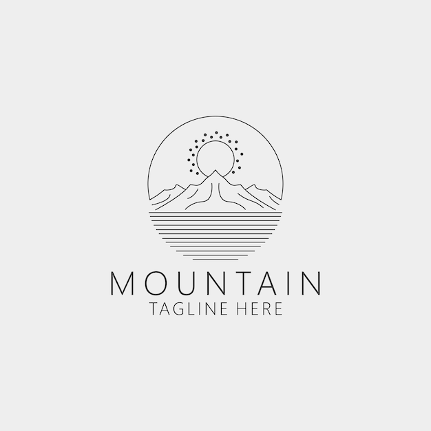 garis vektor seni seni gunung logo lanskap