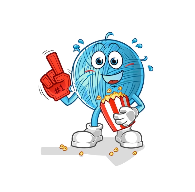 Vektor garnball-fan mit popcorn-illustration. zeichenvektor