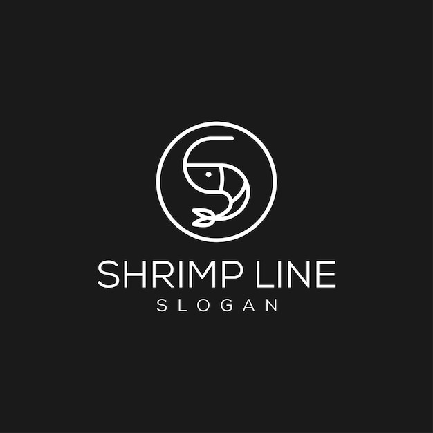 Garnelen-logo-design vektor-illustration von sea shrimp line art design