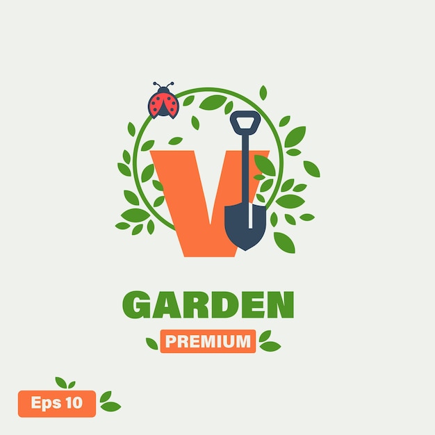 Vektor garten-alphabet-v-logo