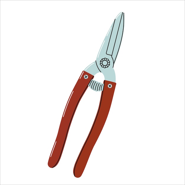 Gartenschere auf weißem Hintergrund isolierte Secateurs Flach