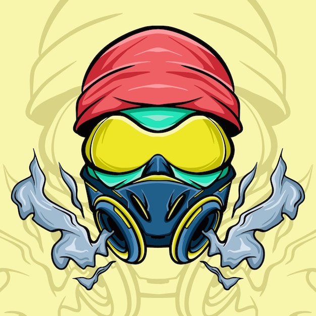 Gasmaske mit der rauch-illustration