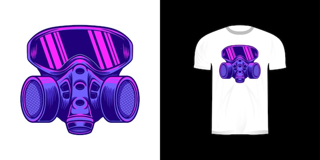 Gasmaske neon retro design für t-shirt