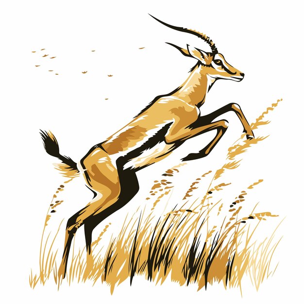 Vektor gazelle, die auf dem weizenfeld springt