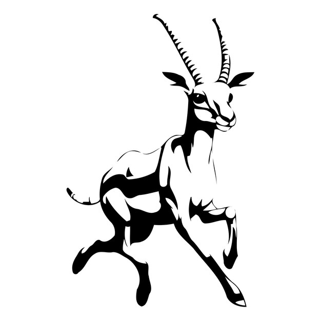 Vektor gazelle in der wüste vektor-illustration einer antilope