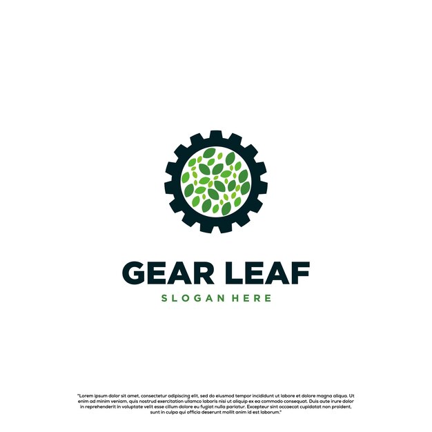 Gear-blatt-logo-natur-gang-logo-gang kombiniert mit blatt-logo-konzept