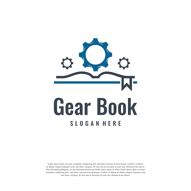 Gear book-logo entwirft konzeptvektor, mechanic learning-logo-vorlage