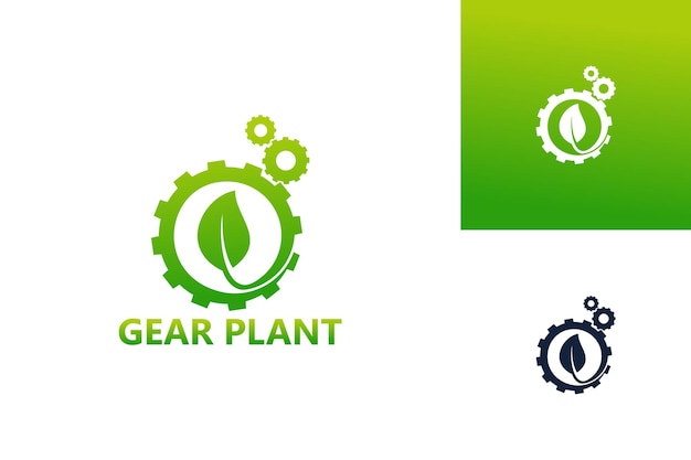 Gear plant logo template design vektor, emblem, designkonzept, kreatives symbol, icon