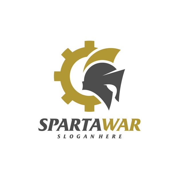 Gear spartan warrior logo vektor spartan helm logo designvorlage kreatives symbol symbol