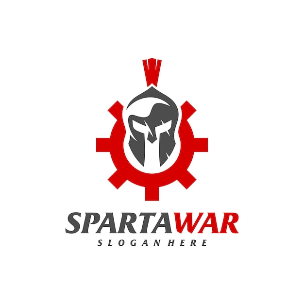 Gear spartan warrior logo vektor spartan helm logo designvorlage kreatives symbol symbol